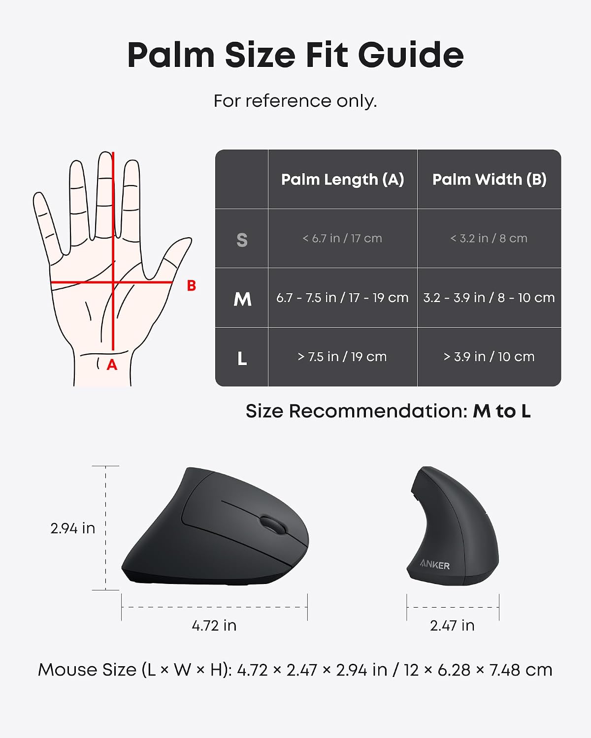 Anker Ratón óptico ergonómico vertical inalámbrico 2.4G y mouse ver...