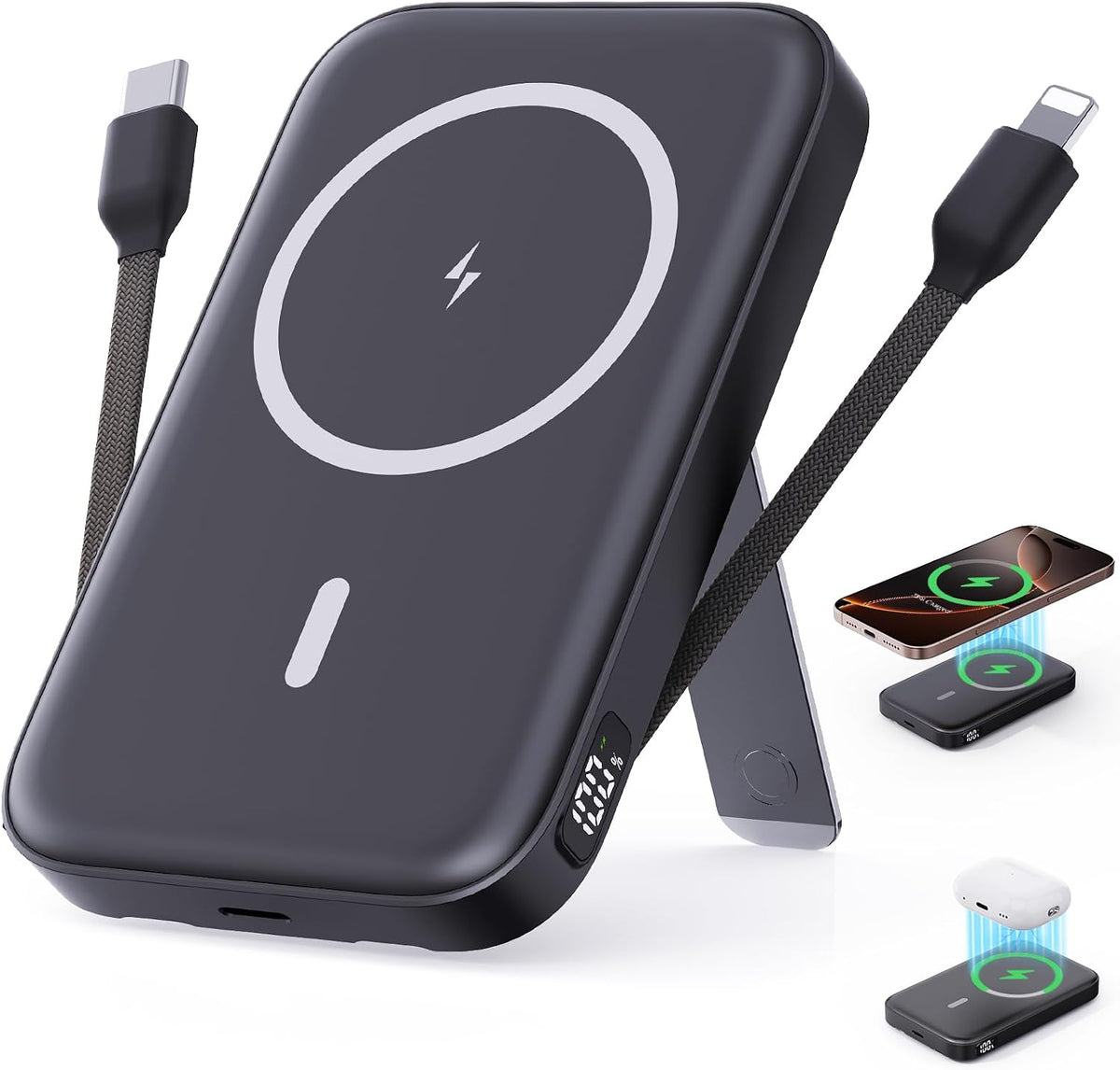VTIAEK Banco magnético de energía 16800mAh con cables incorporados...