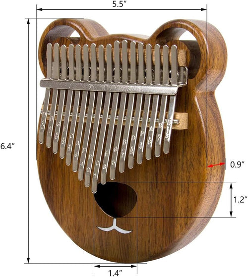 AKLOT Bear Kalimba - Piano de pulgar, madera maciza de 17 teclas, k...