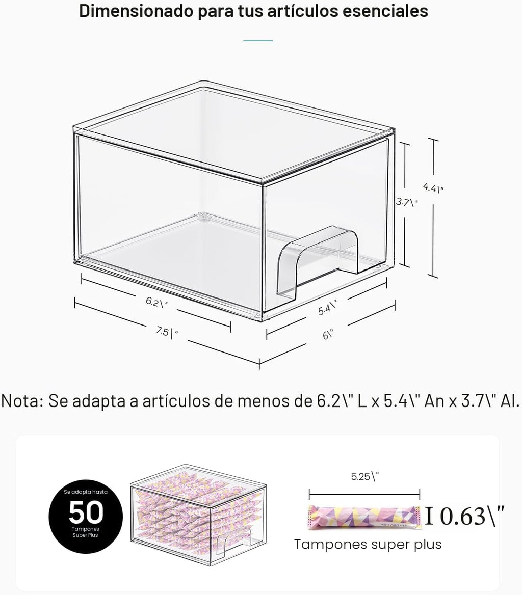 Vtopmart - 4 cajones de almacenamiento apilables transparentes pequ...