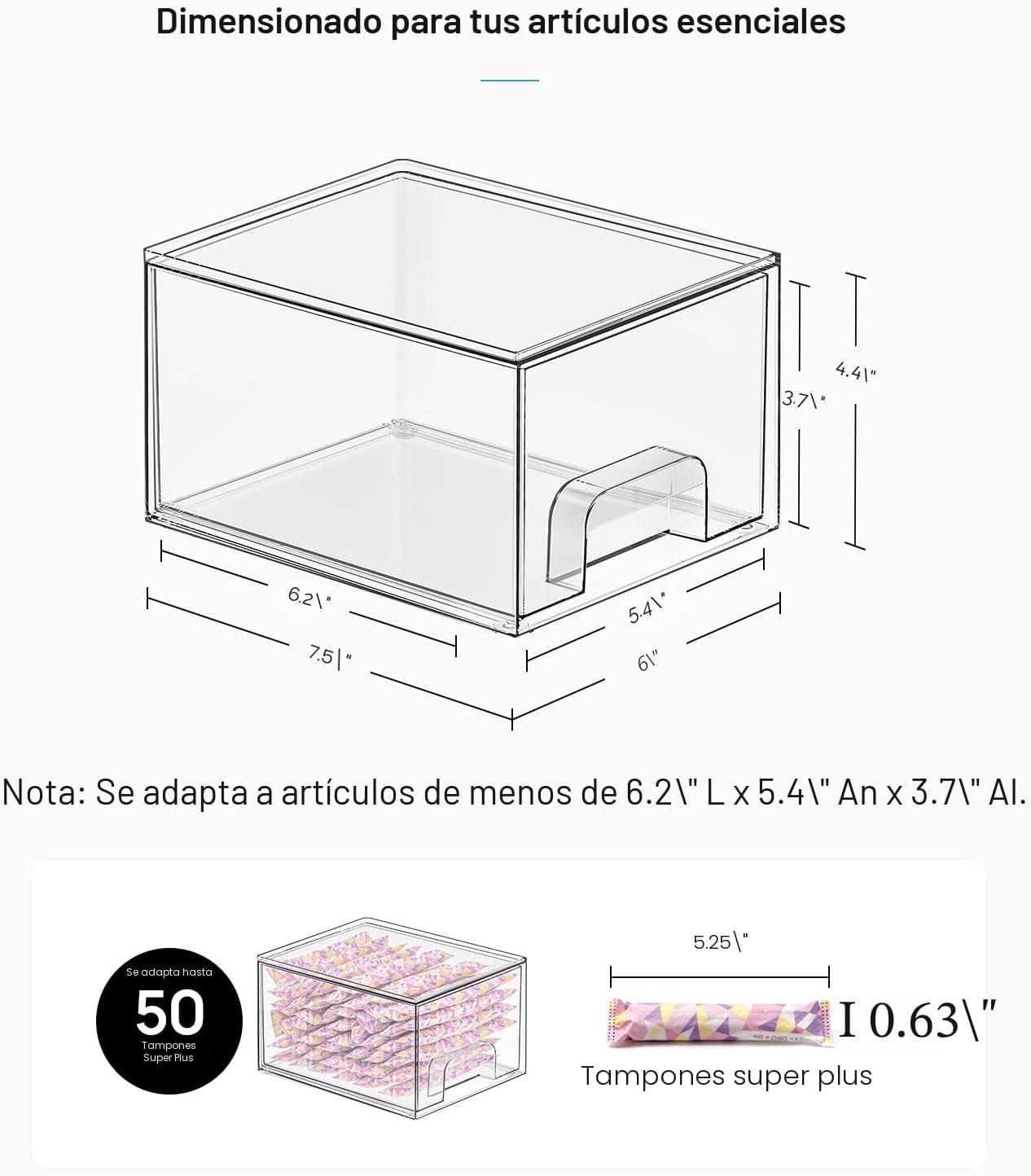 Vtopmart - 4 cajones de almacenamiento apilables transparentes pequ...
