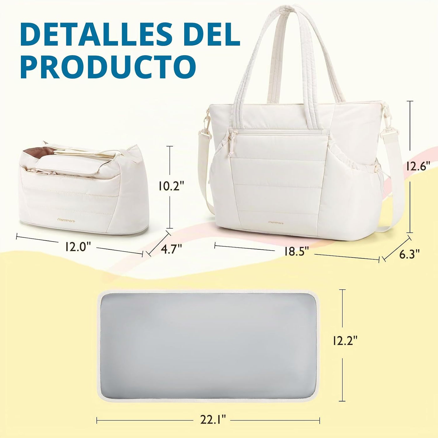 Mommore Bolso de pañales estilo tote con organizador de cochecito,...