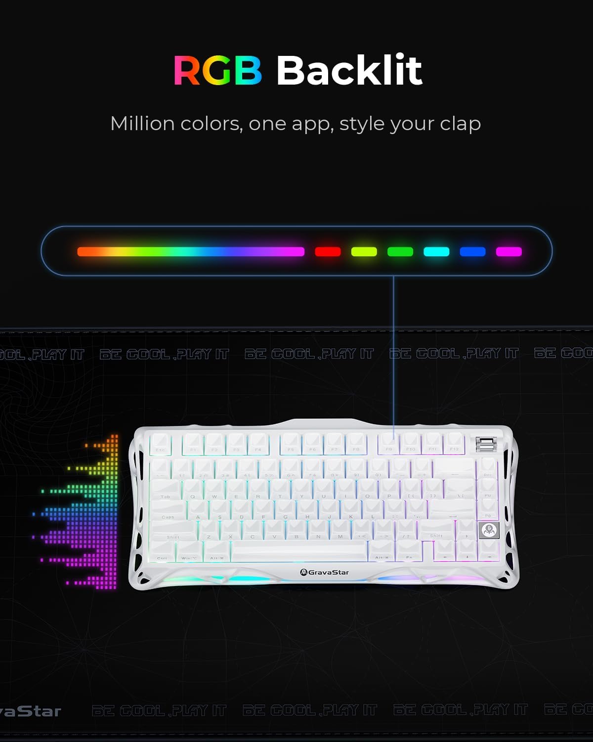 GravaStar Mercury K1 75% teclado mecánico inalámbrico para juegos,...