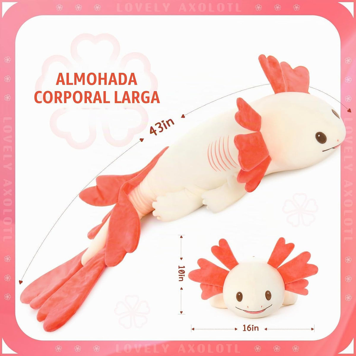 MaoGoLan - Almohada de felpa de ajolote, tamaño gigante que brilla...