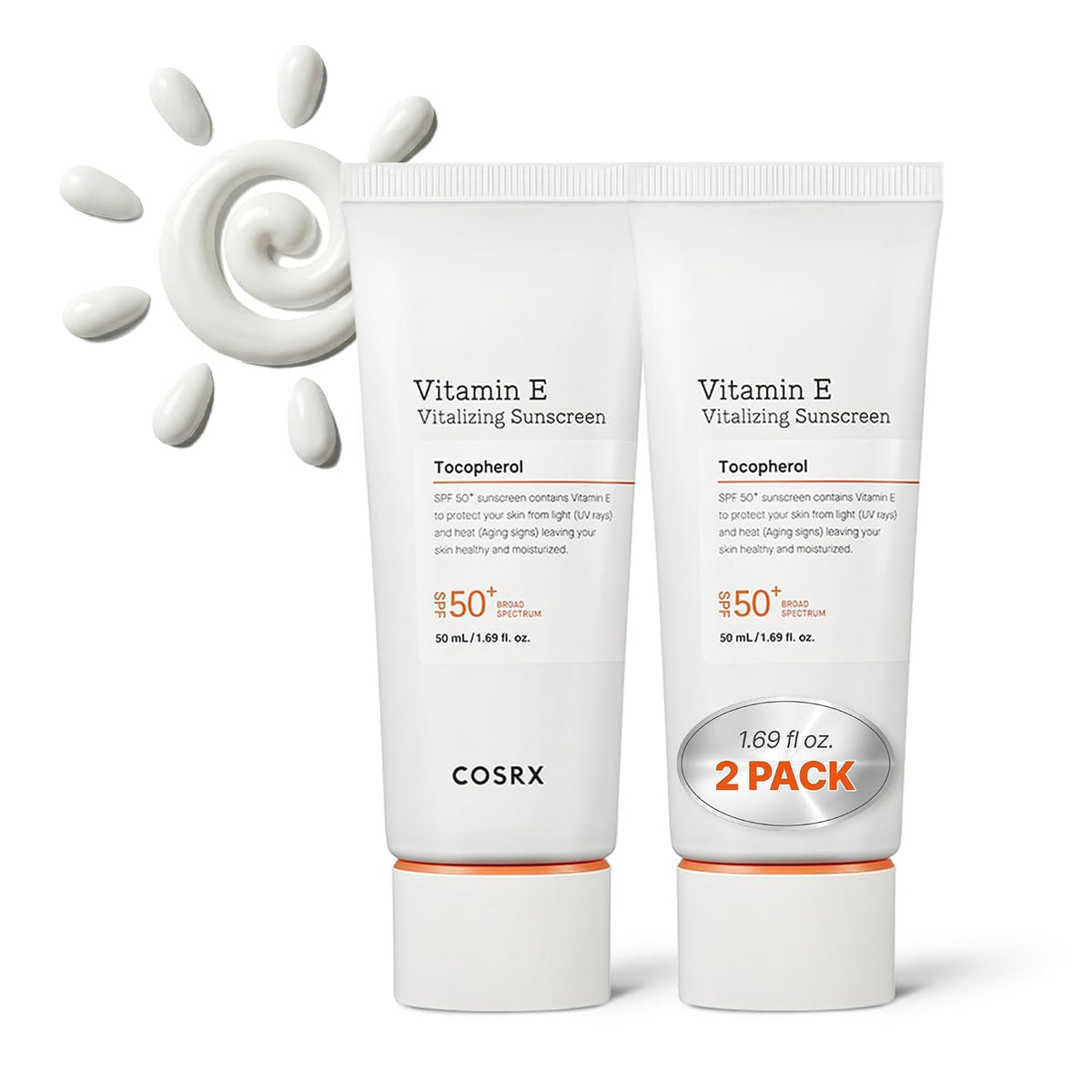 COSRX Paquete de 2 protectores solares de vitamina E, protector sol...