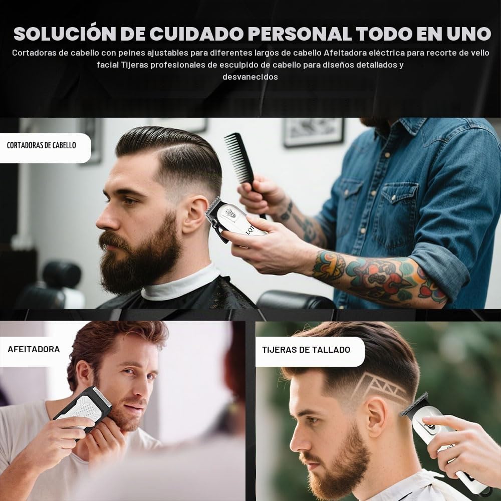 LQT Cortadora de pelo para hombres, juego de cortapelos y recortado...