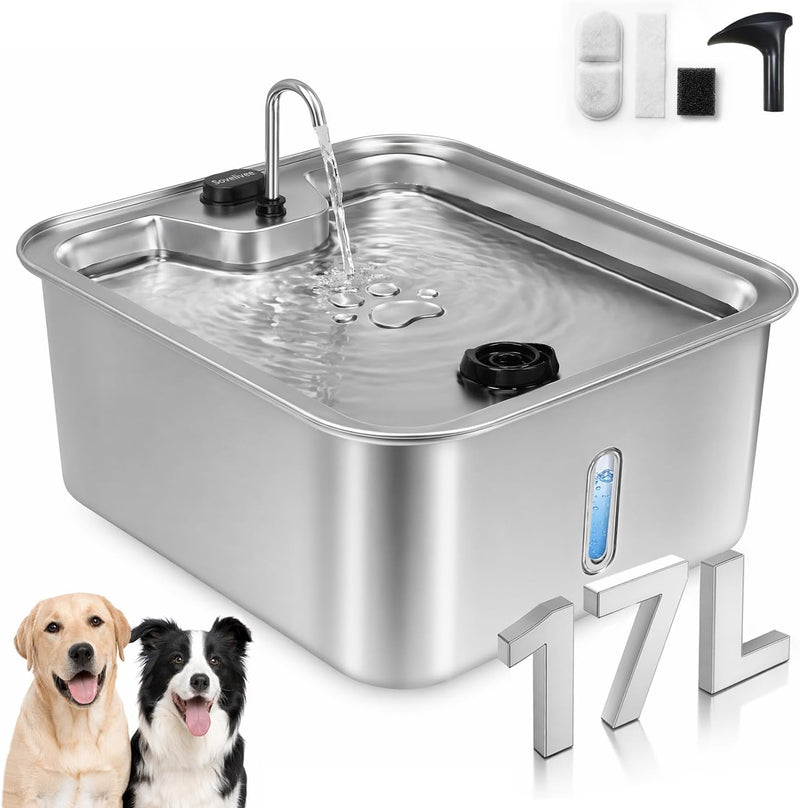 SOVELIVEE Fuente de agua para mascotas de 4.5 galones\/17 L, dispen...