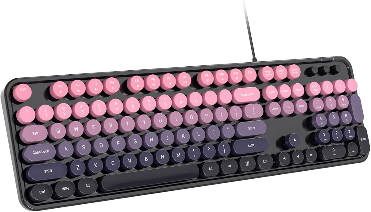 Dilter Teclado de máquina de escribir retro con cable, teclado USB...