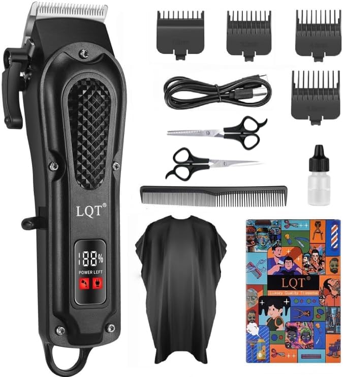 LQT Cortapelos para hombres, juego de cortapelos inalámbrico con ti...