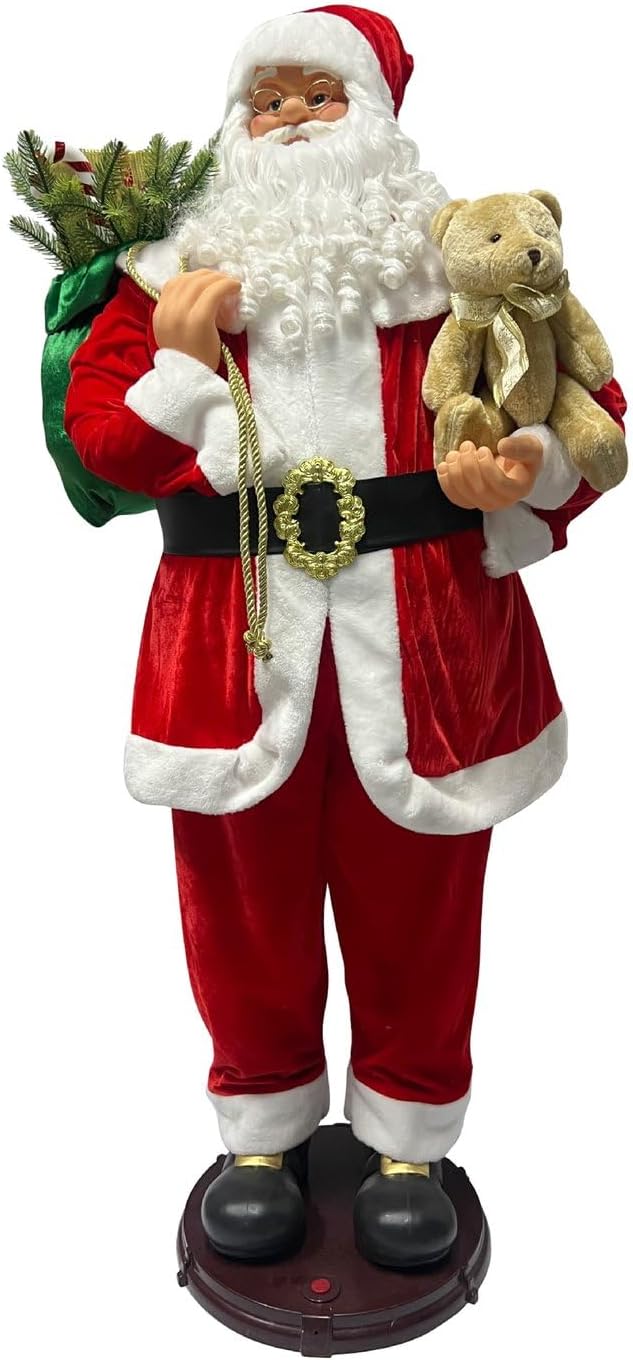 Fraser Hill Farm Papá Noel musical animado de 4.9 pies con oso de p...