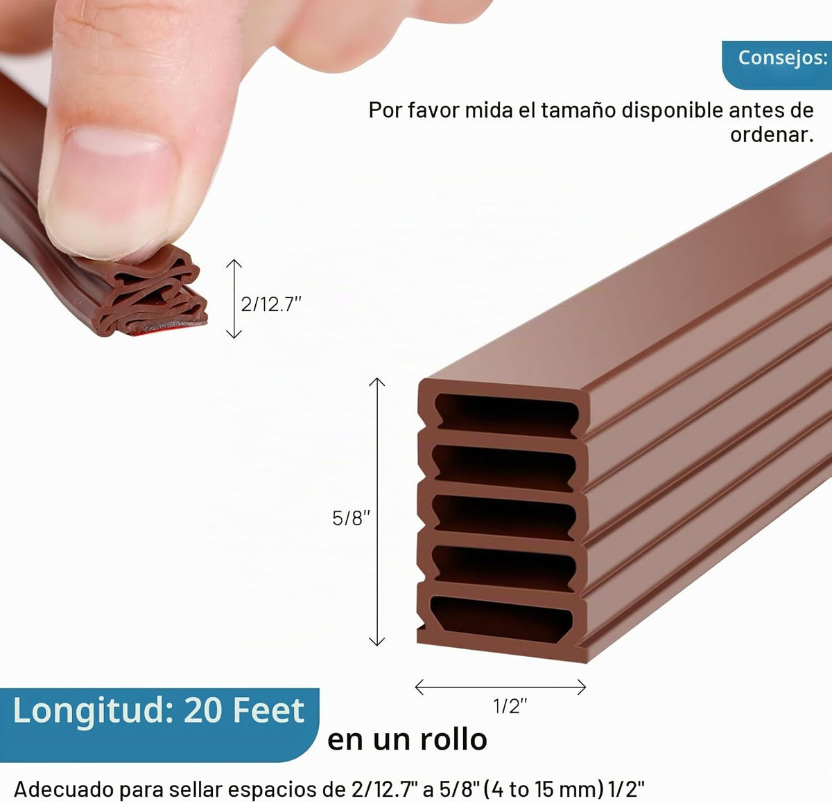 Burlete de goma para puerta, parte trasera autoadhesiva en forma de...