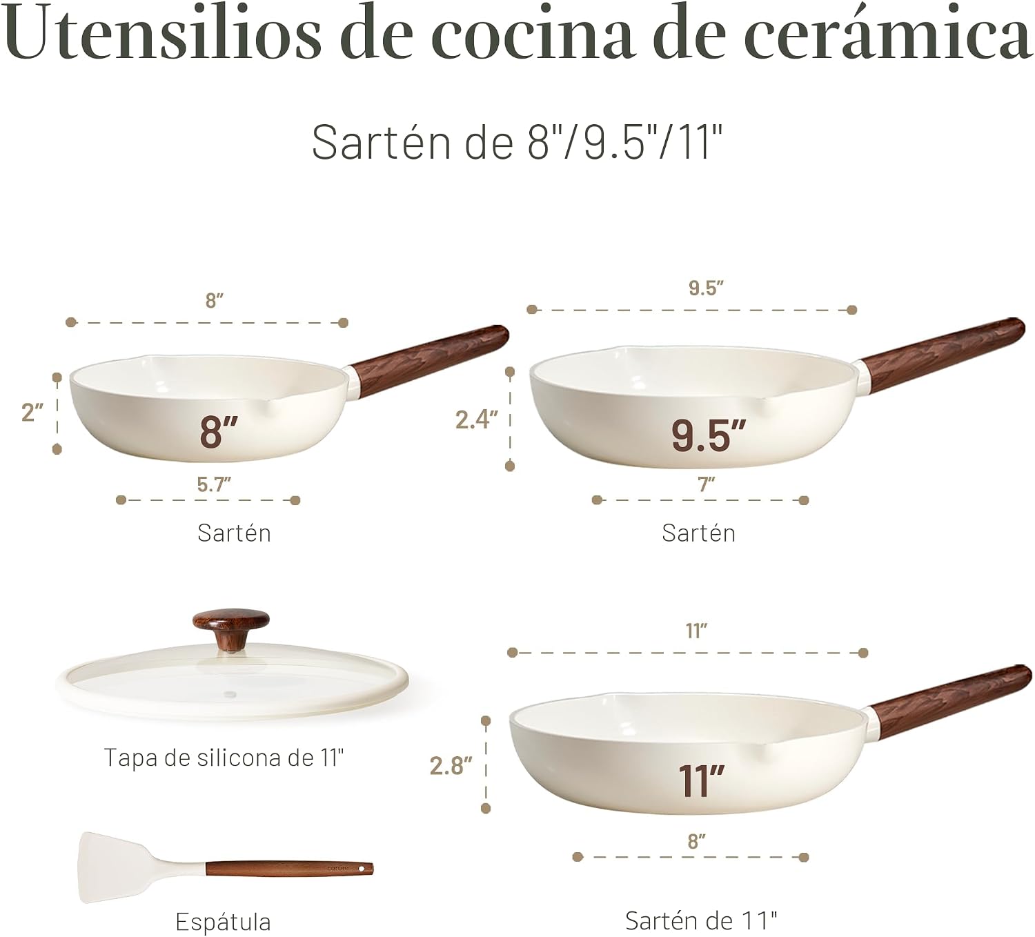 CAROTE Sartenes antiadherentes, juego de 5 sartenes de revestimient...