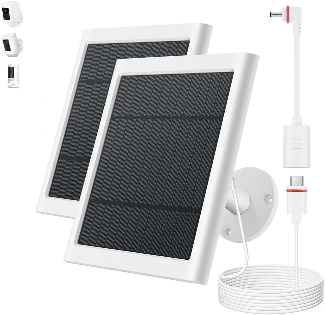 Panel solar para cámara Ring, paquete de 2 cargadores solares de 4...