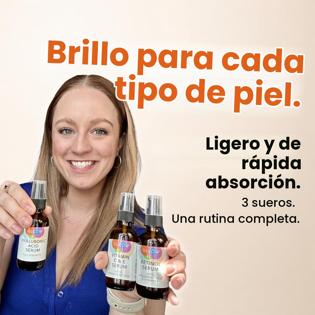 GLEOW - Set de cuidado de la piel: retinol, vitamina C y suero de á...