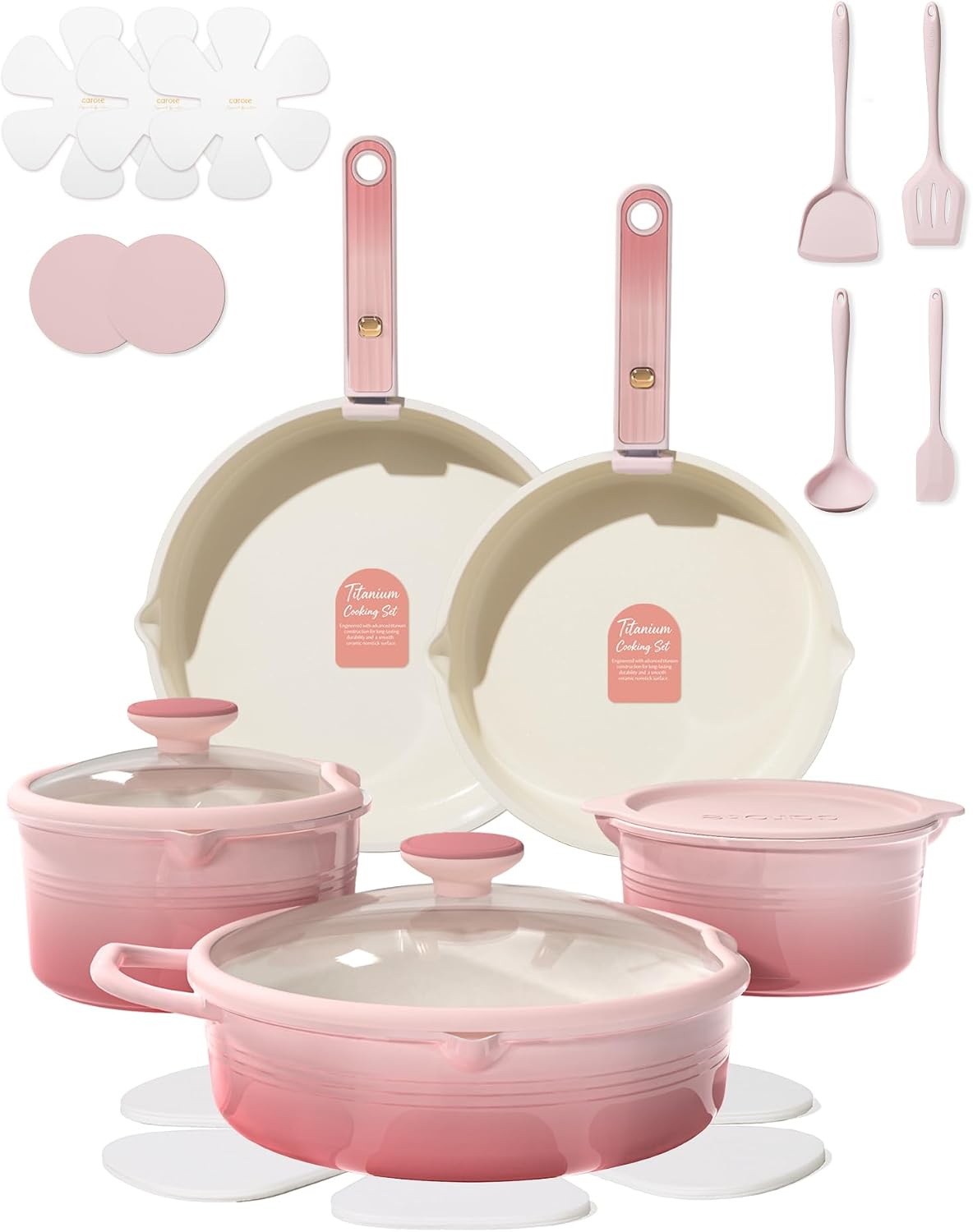 CAROTE Juego de 20 utensilios de cocina de titanio, juego de ollas...