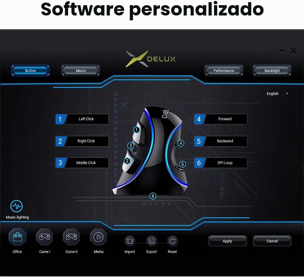 Leo-4Beauty - Delux M618 Plus Ratón Vertical Ergonómico Derecho RGB...