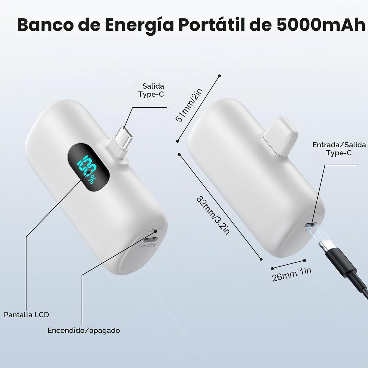 Mini cargador portátil USB C, batería de carga rápida PD de 5000 mA...
