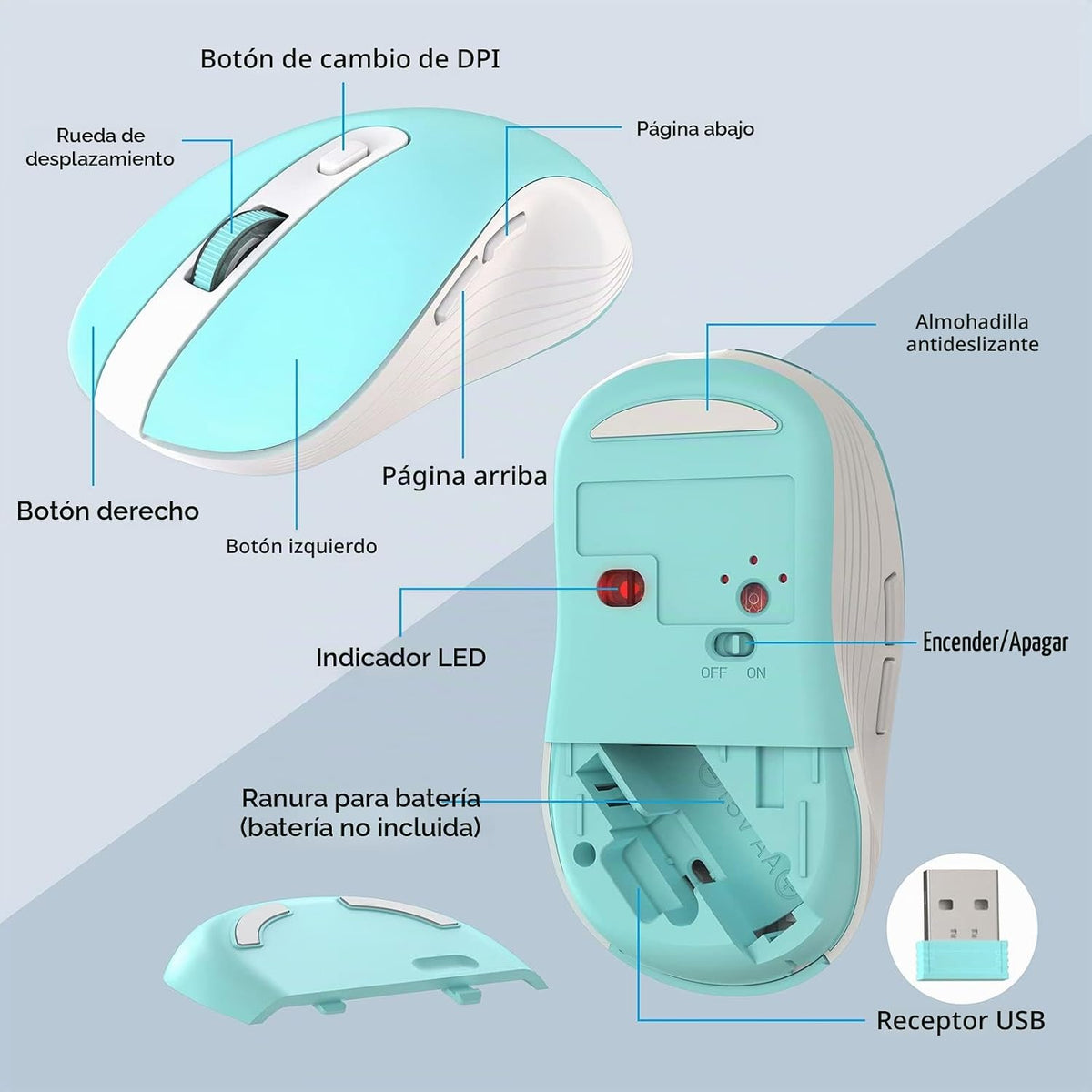 MARVO Wirelss - Combo de teclado y mouse con soporte para teléfono,...
