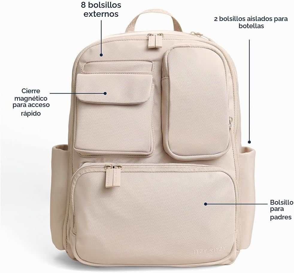 Itzy Ritzy Mochila para pañales utilitaria: cuenta con 17 bolsillos...