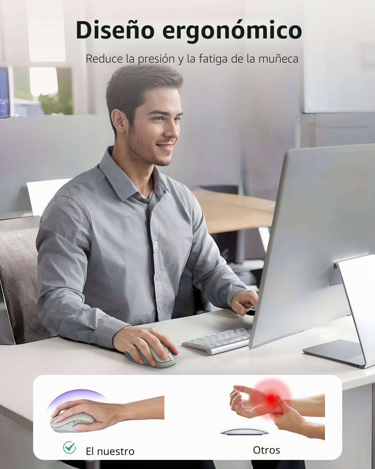 Wegear Ratón inalámbrico Bluetooth silencioso, clic silencioso (pla...