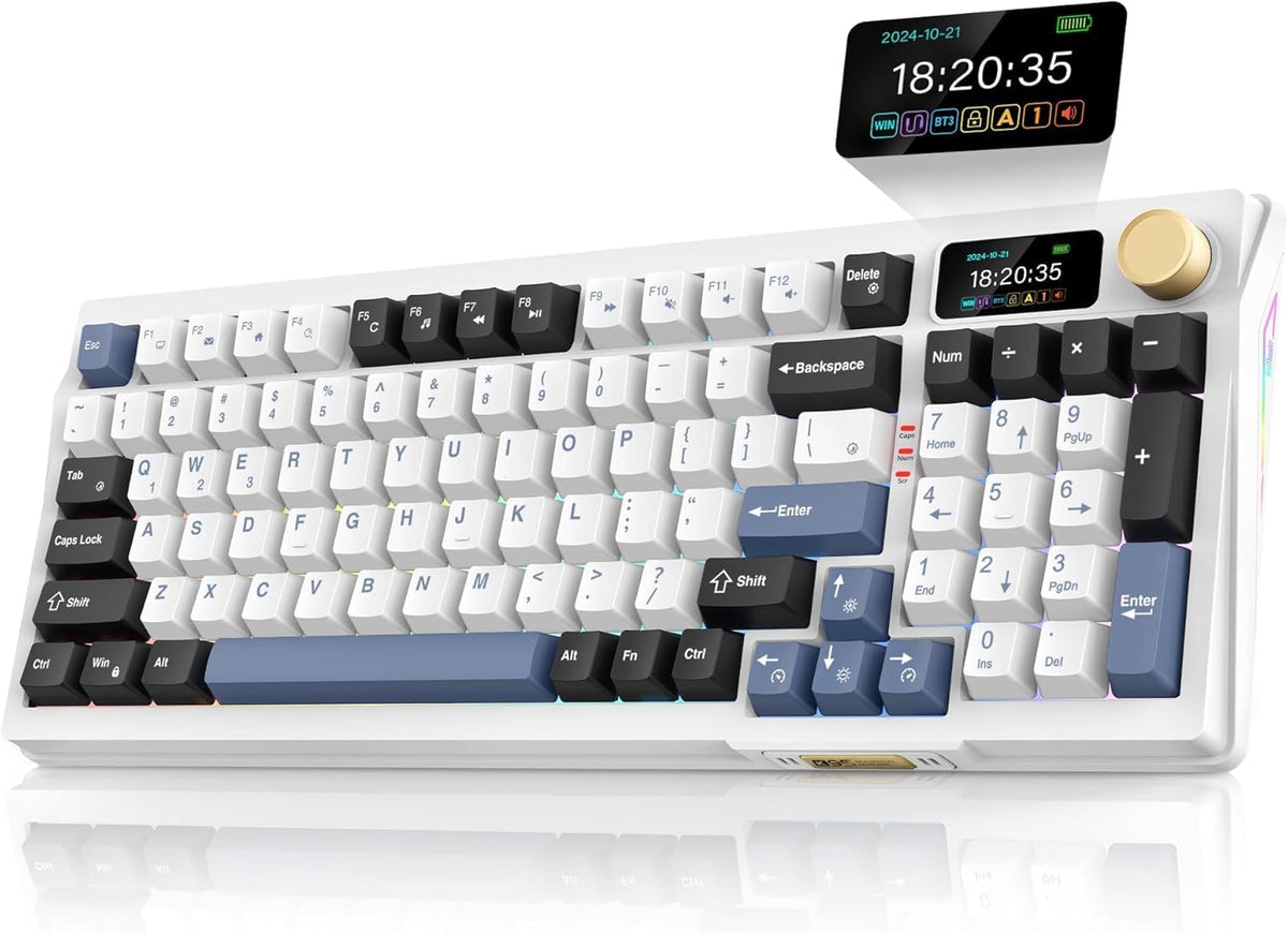 RedThunder K95 Teclado Mecánico Inalámbrico, Pantalla TFT y Perilla...