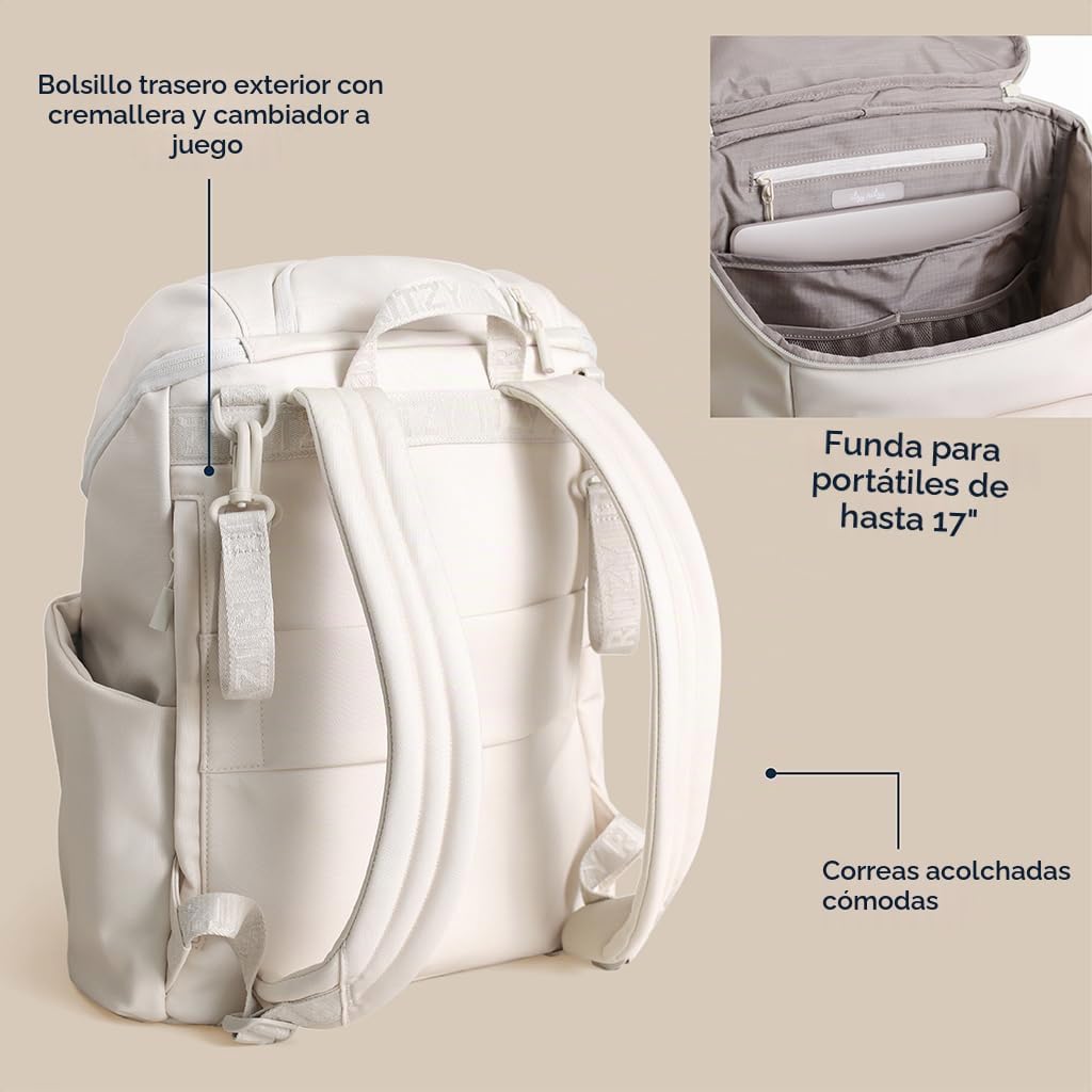 Itzy Ritzy Belong - Mochila tipo cubo (crema) | Cuenta con bolsillo...