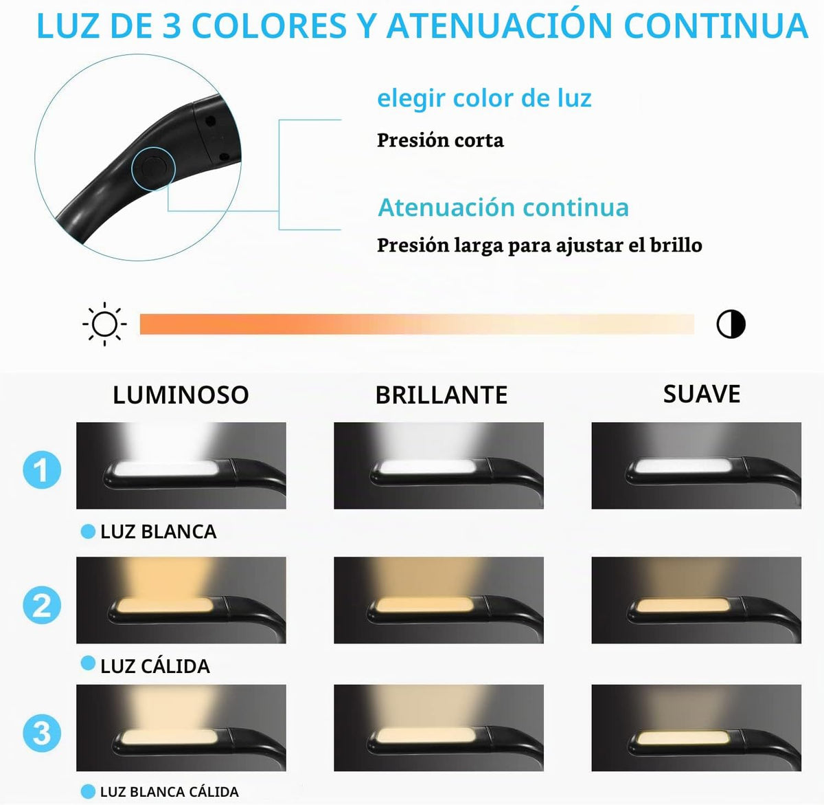 LALAKU - Luz de lectura LED para el cuello, luces de libro para lee...