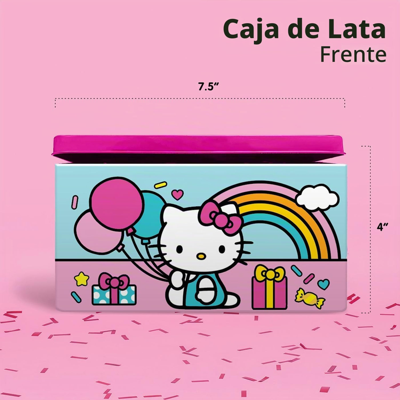 Megatoys Juego de regalo de fiesta de Hello Kitty: caja de lata, es...