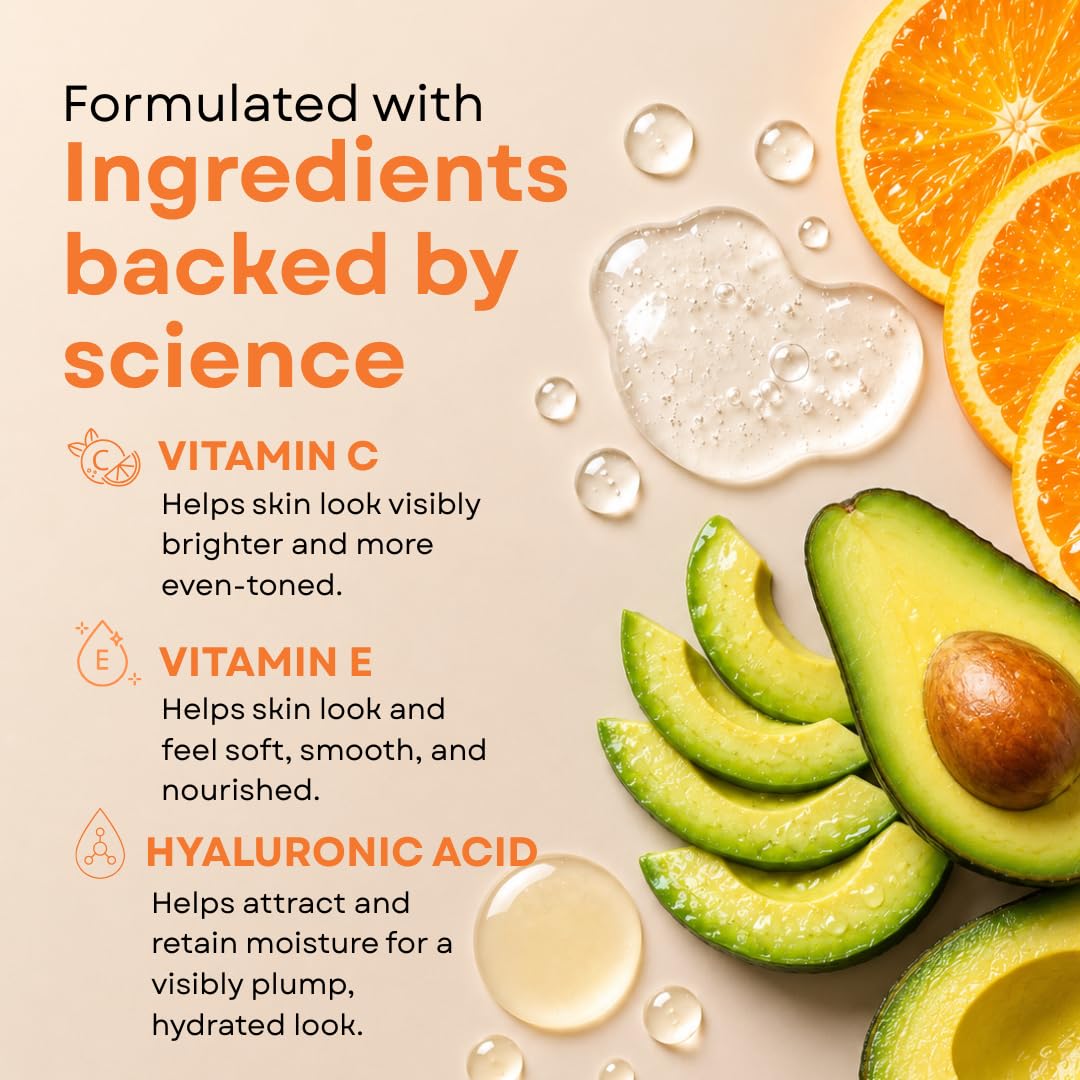 GLEOW - Suero de vitamina C para rostro con ácido hialurónico y vit...