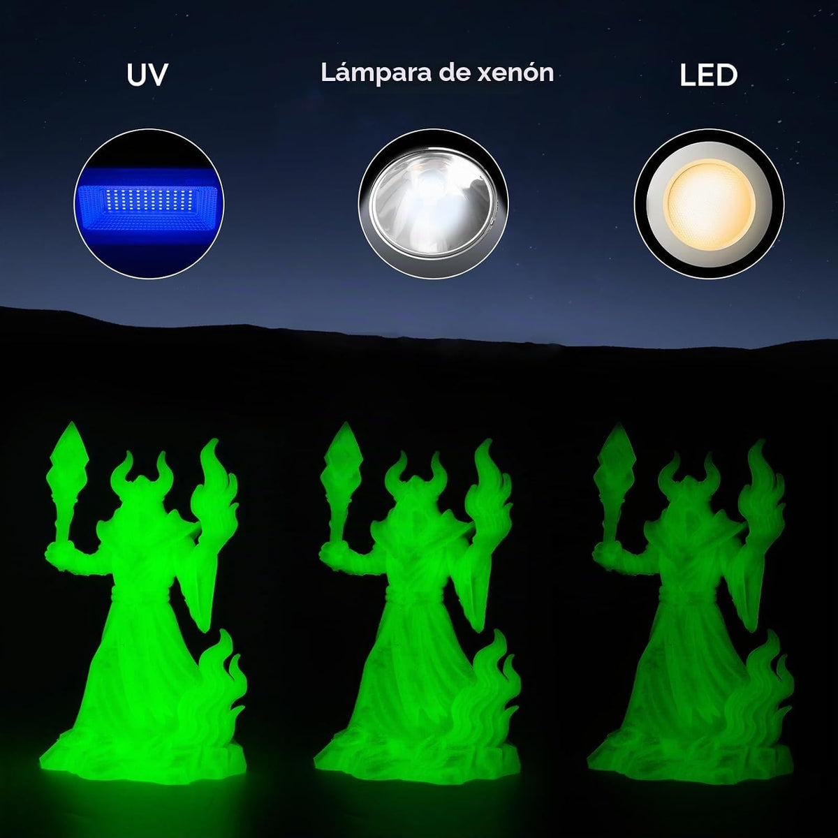 AMOLEN - Paquete de filamentos para impresora 3D PLA que brillan en...