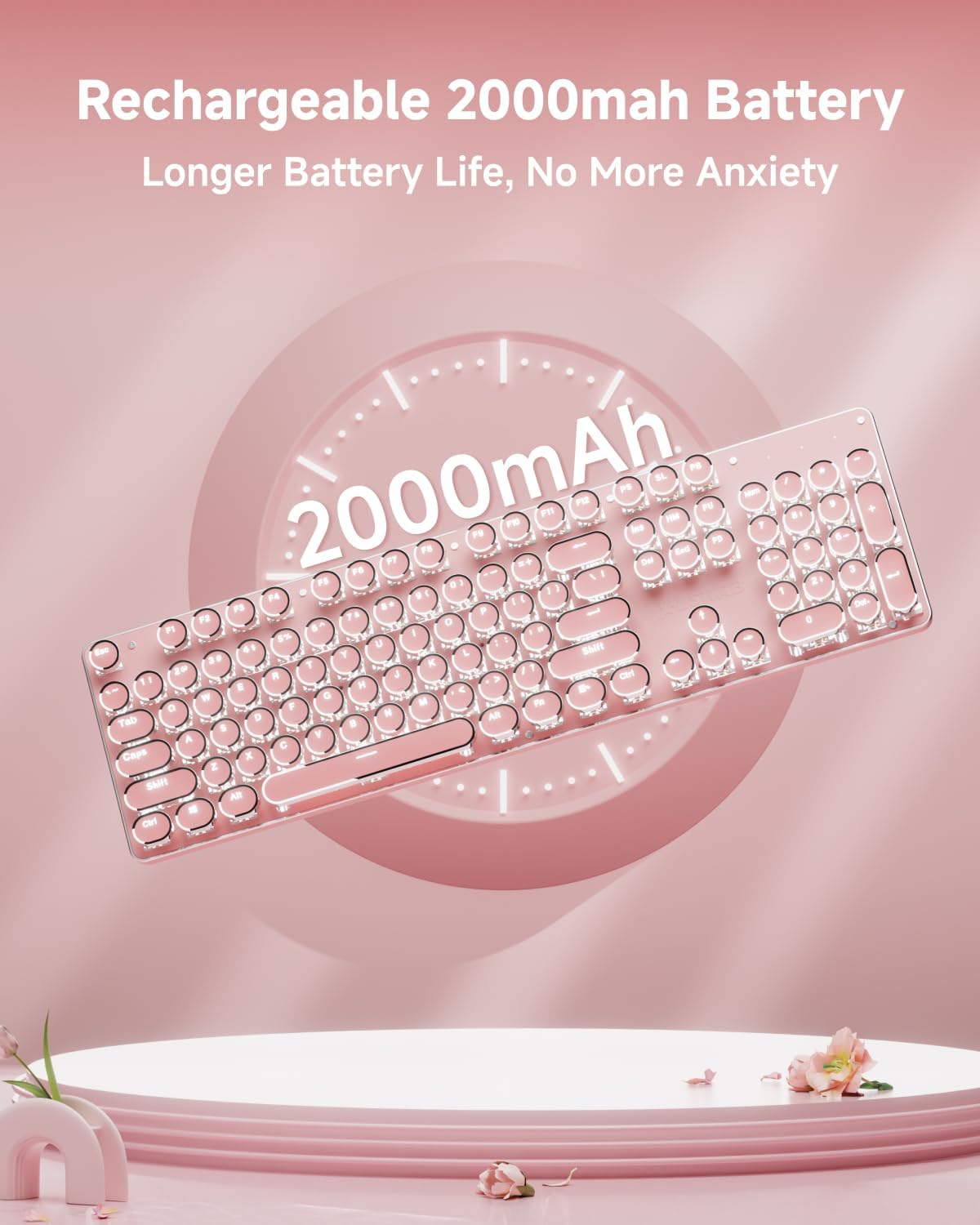 Teclado mecánico inalámbrico estilo máquina de escribir con retroil...