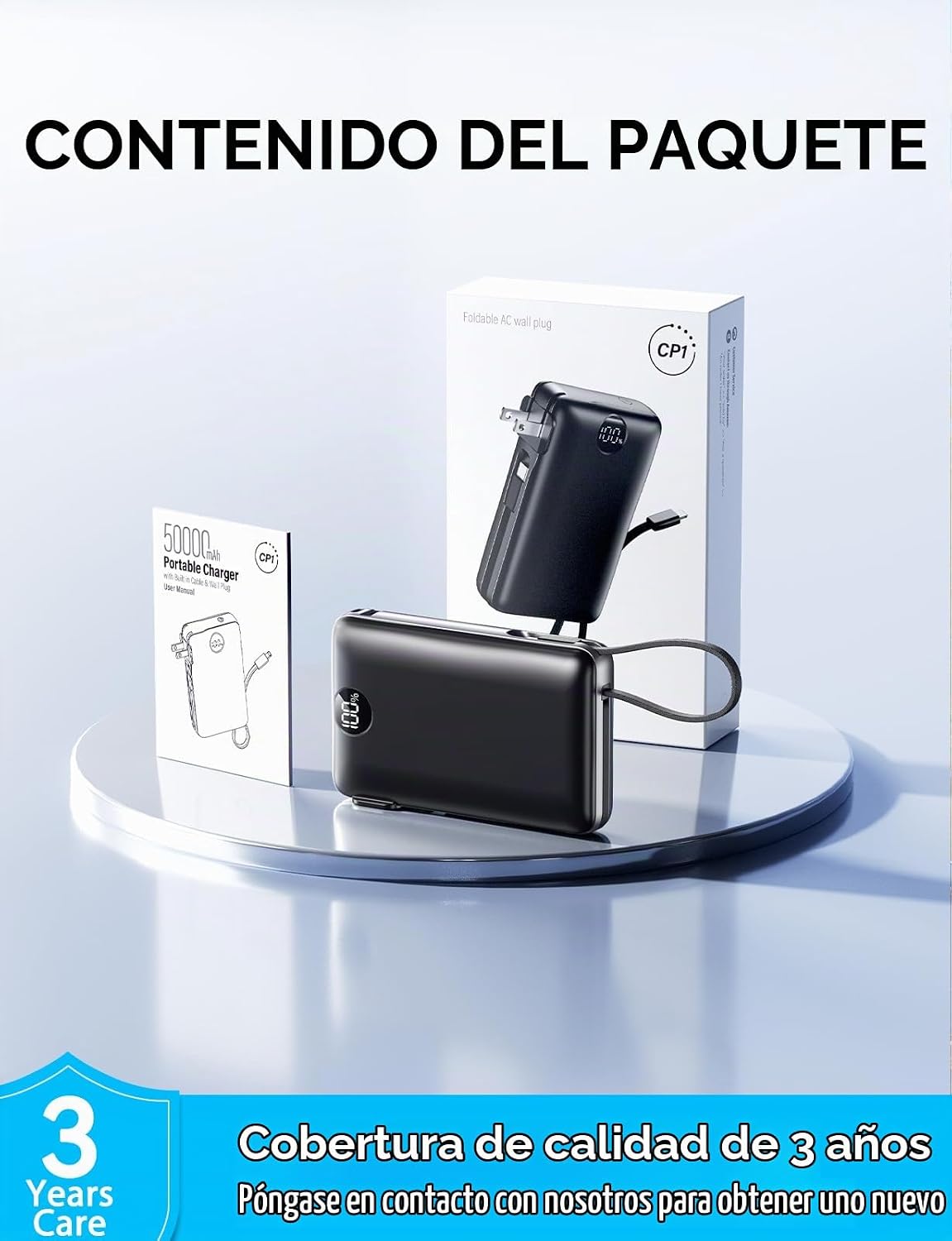 Cargador portátil Power Bank 50000mAh Capacidad masiva con enchufe...