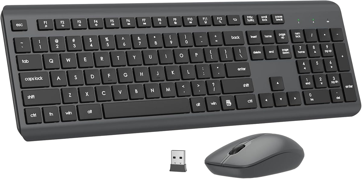 Combo de teclado y mouse inalámbricos, teclado ergonómico silencios...