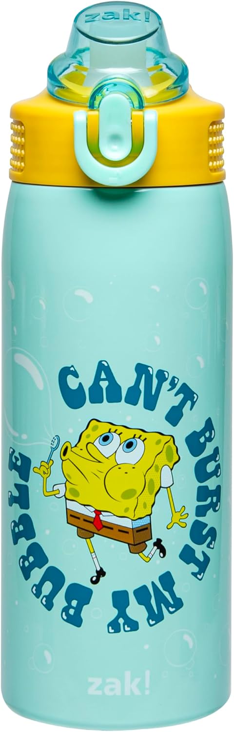 Zak Designs Bob Esponja Sage Botella de agua para niños con pajita...