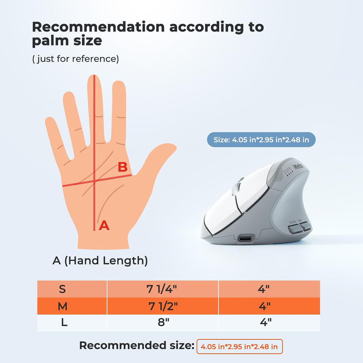 MEETION Ratón vertical ergonómico, ratón inalámbrico Bluetooth - Bl...
