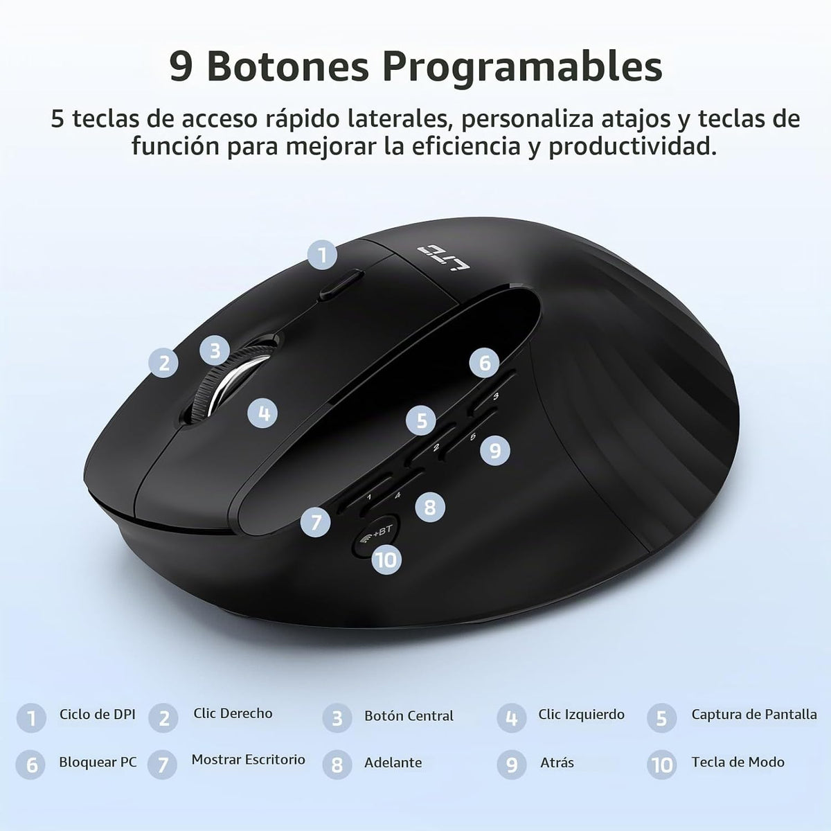 LTC GM051 Ratón ergonómico vertical inalámbrico \u2013 8K DPI óptic...
