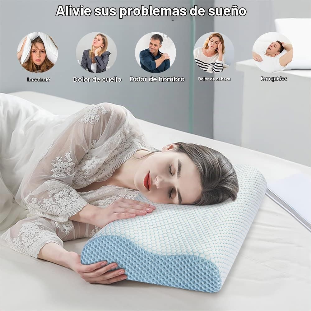 Almohada de espuma viscoelástica Anvo, almohada ortopédica cervical...