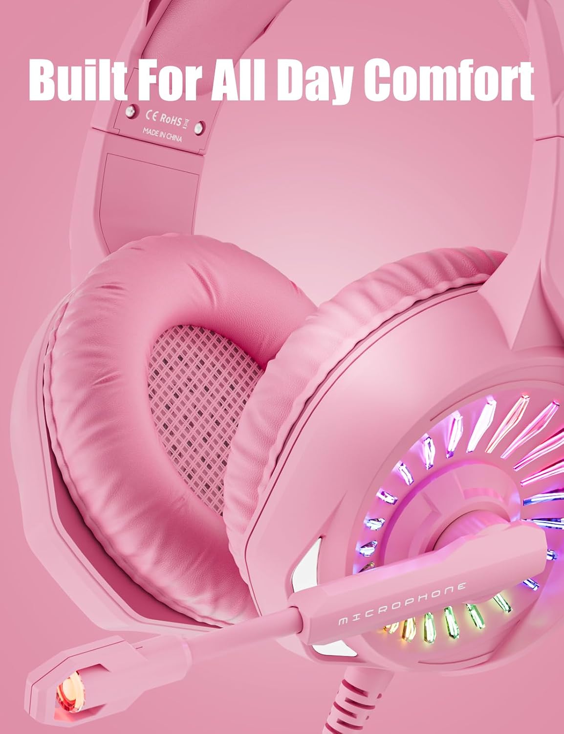 ZIUMIER Auriculares con cable rosa para juegos para PC, PS5, PS4, X...