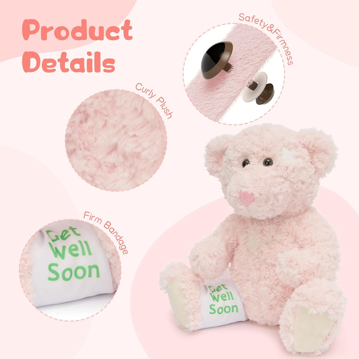 Muiteiur Oso de peluche Get Well Soon de 13.8 pulgadas, regalo de p...
