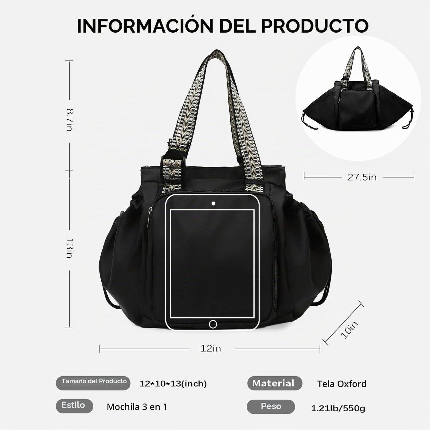 BELLPO Mochila convertible para todos los días, bolsa para pañales,...