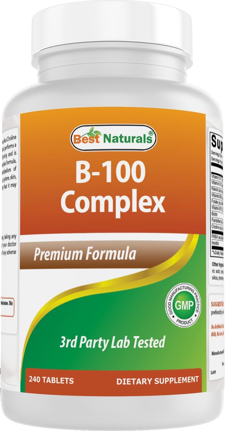 Best Naturals Complejo de vitamina B con inositol, PABA 240 comprim...