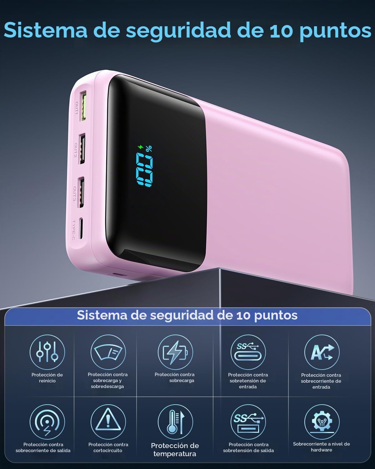 Cargador portátil Power Bank 50000mAh, PD 30W y QC 4.0 Carga rápida...