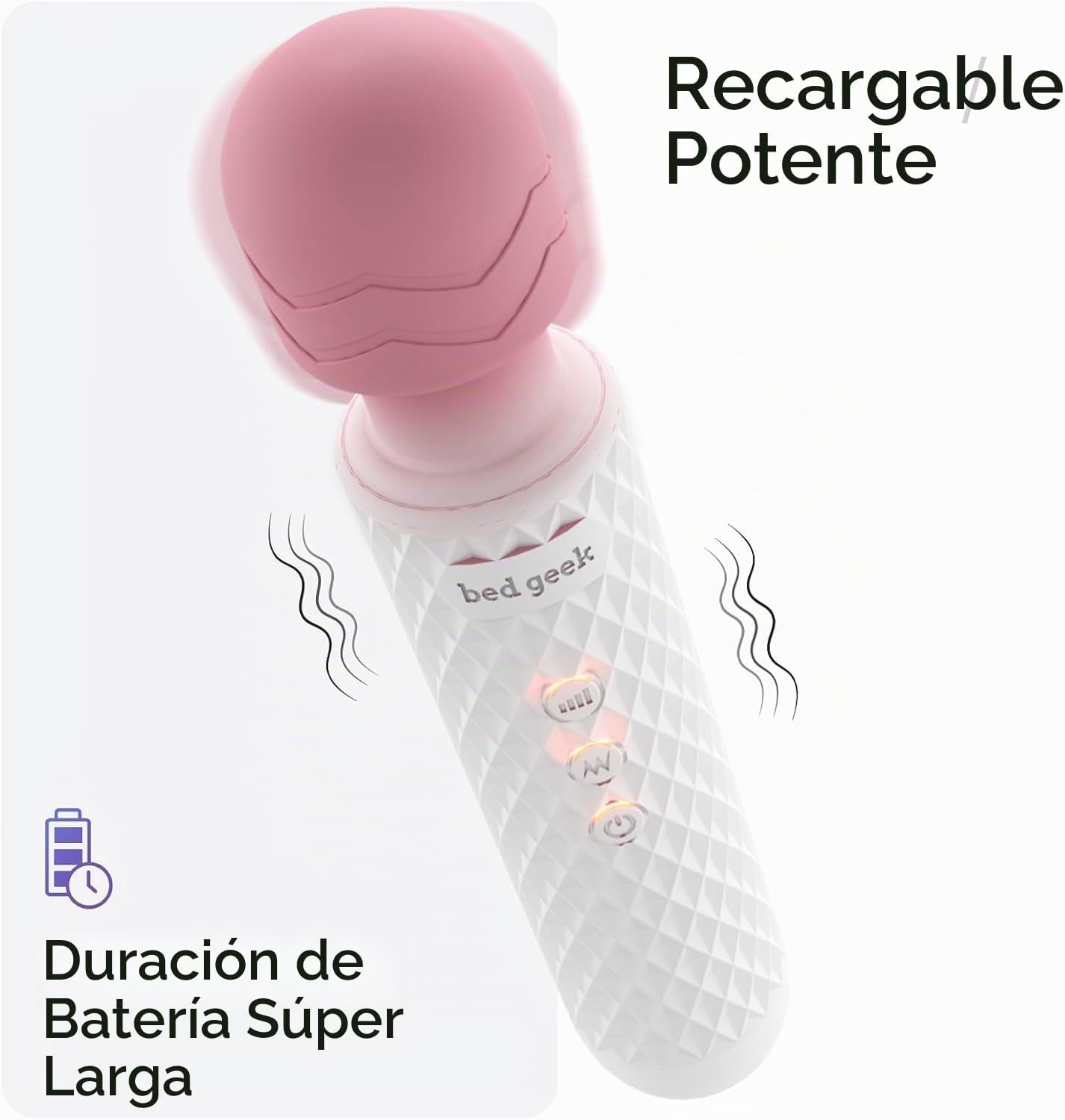bed geek Masajeador personal inalámbrico de mano, impermeable, reca...
