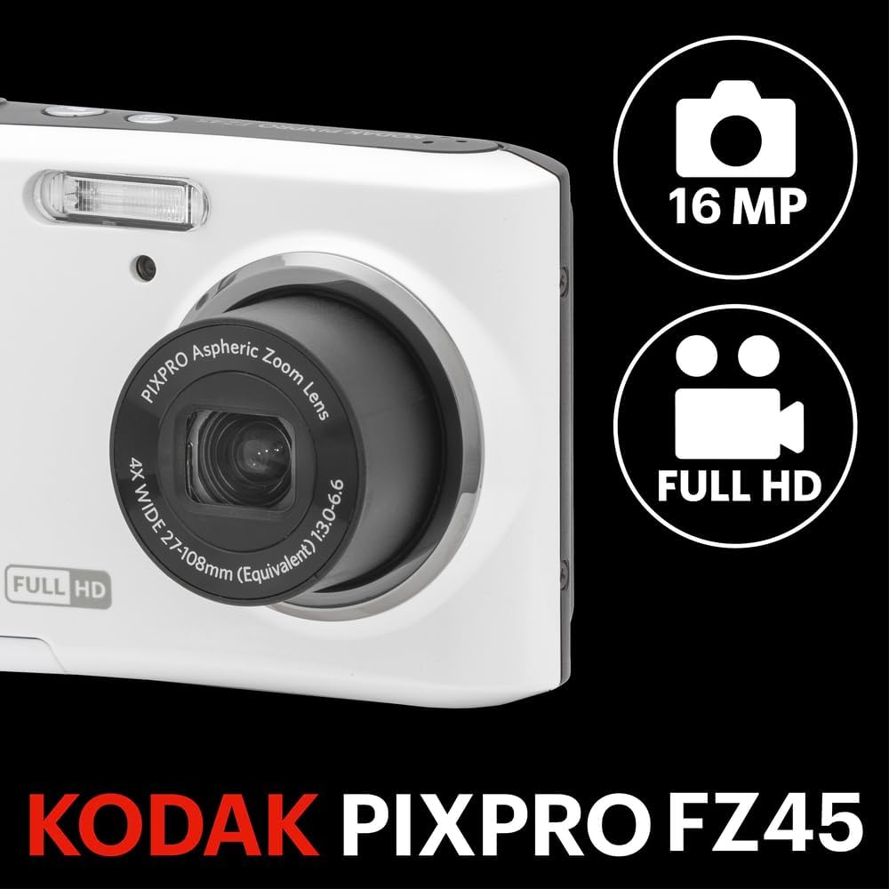 KODAK PIXPRO FZ45 - Cámara digital compacta de 16 MP, zoom óptico 4...