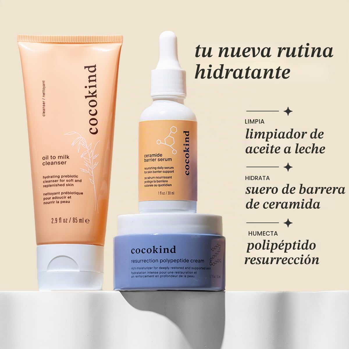 Cocokind Suero de barrera de ceramida, suero hidratante para reduci...
