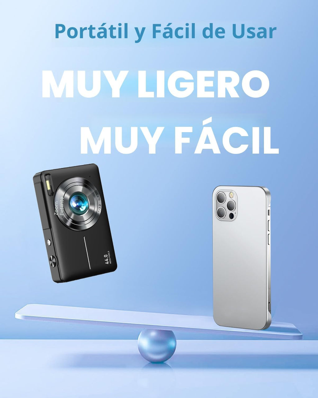 Cámara digital, FHD 1080P apuntar y disparar cámara para niños adol...