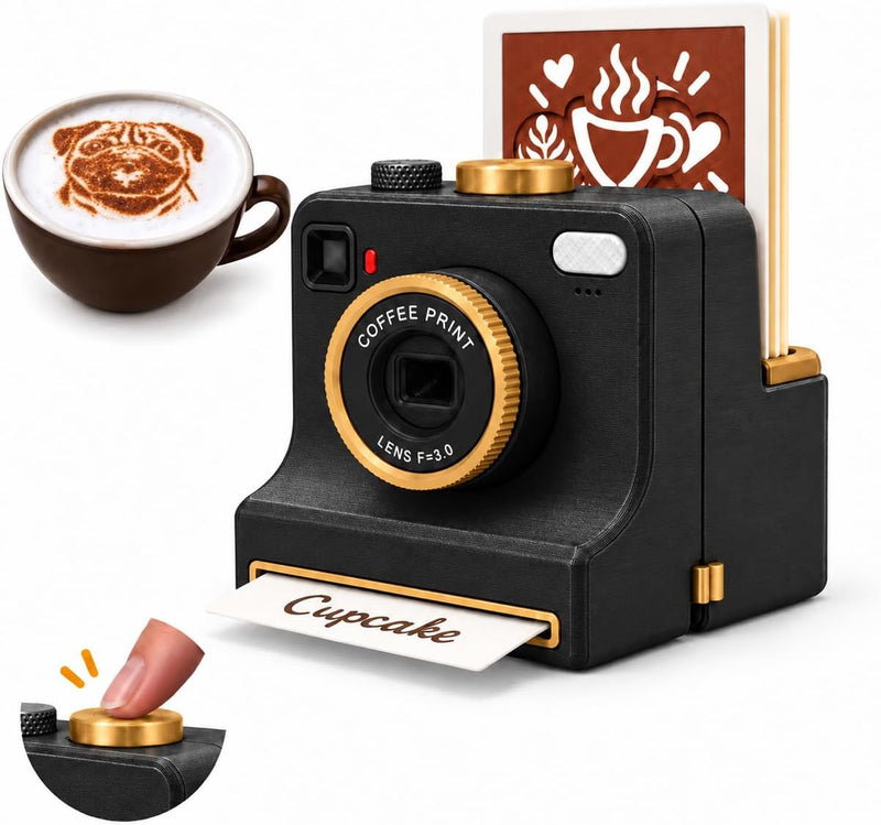 Cámara de arte latte impresa en 3D, impresora manual de café en pol...