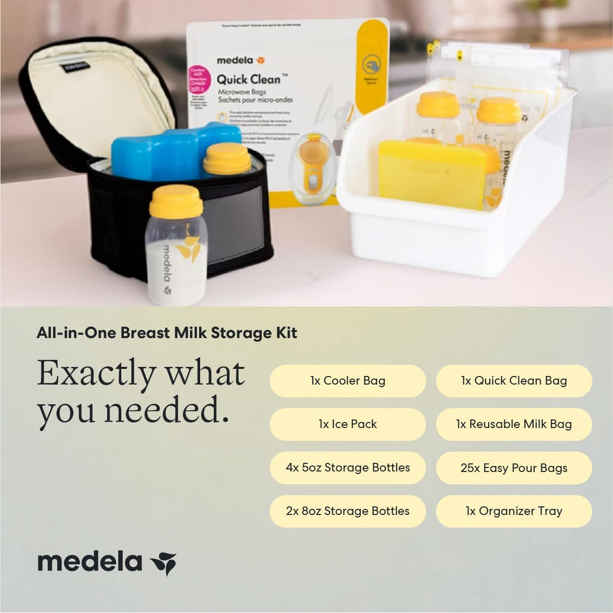 Medela Juego de almacenamiento de leche materna todo en uno, baby s...