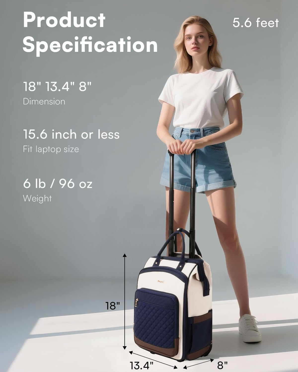 Arcoyard Mochila con ruedas para mujer, mochila de viaje de 16 pulg...