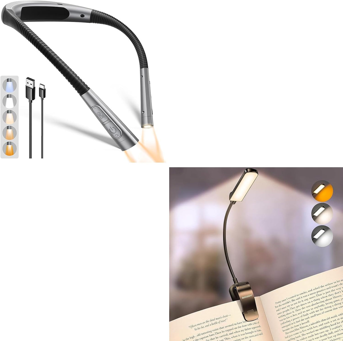 Glocusent 13 luces LED para leer por la noche, regalos para amantes...